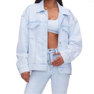 Good American Oversized Trucker Denim Jacket in Indigo 453